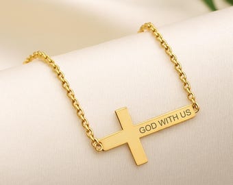 Personalized Cross Necklace with Bible Verse, Dainty Christian Faith Jewelry, Jesus Necklace, Religious Gift for Women, Christmas Gift ideas