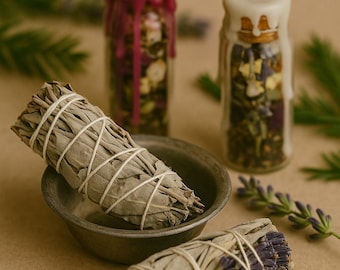 Salvia blanca premium de origen ético / Varillas de incienso atadas a mano para el hogar, la limpieza y rituales