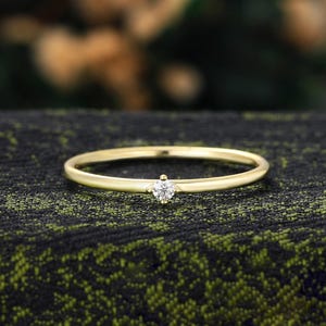 Minimalist Yellow Gold Stackable Ring, Promise Dainty Wedding Band, Unique Matching Ring, Moissanite/Diamond Stacking Ring,Bridal Ring Women
