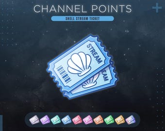 Icono de puntos de canal de Twitch de concha marina / Canje de transmisión de playa oceánica / Emoticones e insignias de 10 colores