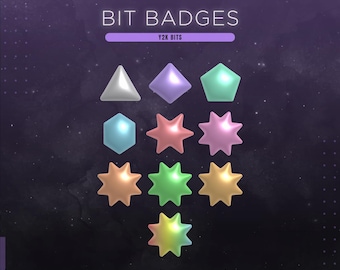 Y2K Chrome Bits Twitch Badges for Retro 2000s Stream