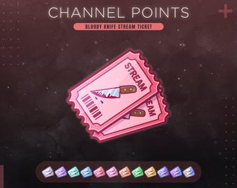 Icona Punti Canale Twitch Coltello Insanguinato / Biglietto Riscatta Streaming di Halloween / Emote e Badge Horror