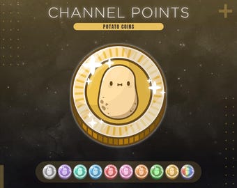 Potato Coin Twitch Channel Points | Funny Stream Redeems Icon | 10 Colors Emote & Badges