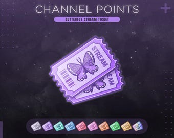 Icono de puntos de canal de Twitch de mariposa morada / Canje de transmisión de fantasía mágica / 10 colores