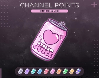 Heart Juice Twitch Channel Points Icon | Cute Pink Stream Redeems | 10 Colors Emote & Badges