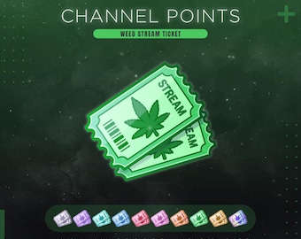 Weed Twitch Channel Punkte | Grüner Marihuana-Strom einlösen Symbol | Kiffer Emotes & Badges