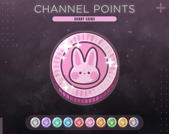 Süßer Hase Münzen Twitch Channel Punkte | Pink Rabbit Symbol einlösen | 10 Farben | Arbeiten Sie auch als Emote oder Abzeichen