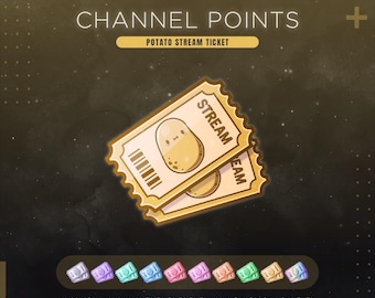 Puntos de canal de Twitch de Potato / Boleto de transmisión divertido de 10 colores / Icono de canje de Twitch
