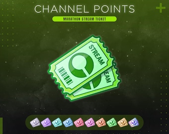 Ícono de puntos del canal de Twitch de maratón / Boleto para canjear en transmisión / Emotes e insignias de maratón