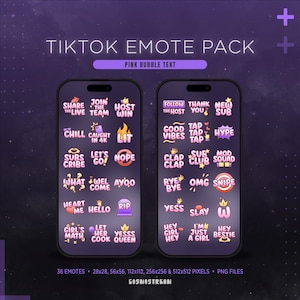 Pink TikTok Emote Pack | 36 Text Stickers for TikTok Live Stream | Pink Streamer Aesthethics image 2