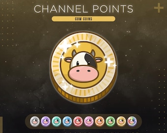 Cow Twitch Channel Points Coin | Cozy Farming Stream Redeem Icon | Cow Emotes & Badges