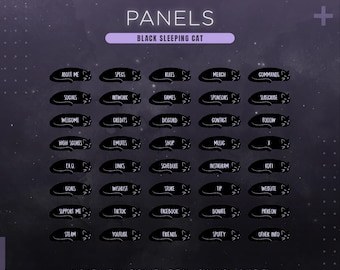 40 Black Cat Twitch Panels | Cat Lover Stream Panel | About Me, Specs, Commands...