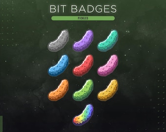 Insignias de Twitch de Pickle para streamers amantes de la comida / Insignias de Twitch de refrigerios de juegos / Transmisión de Twitch con temática de comedia peculiar / Insignias de suscripción de Pickle