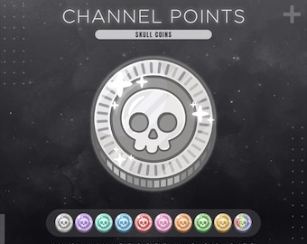 Pirate Skull Twitch Channel Points | Silver Coin Stream Redeem Icon | Also work as Emotes or Badges