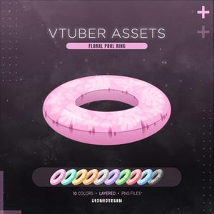 Floraler Poolring (VTuber-Asset) | Sommer- und Strandstream | Poolparty-VTuber-Assets