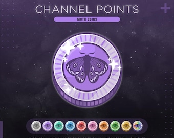 Moth Twitch Channel Points Icon | Purple Witchy Stream Redeem Coins | Moth Emotes & Badges