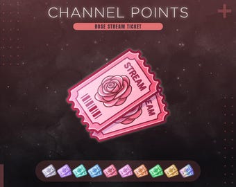 Icono de puntos del canal de Twitch de Rose / Boleto de recompensas de transmisión floral / Emotes de primavera, insignias de bit y suscripción