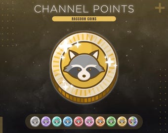 Raccoon Twitch Channel Points Coin | Stream Ticket Redeem Icon | Raccoon Emotes & Badges