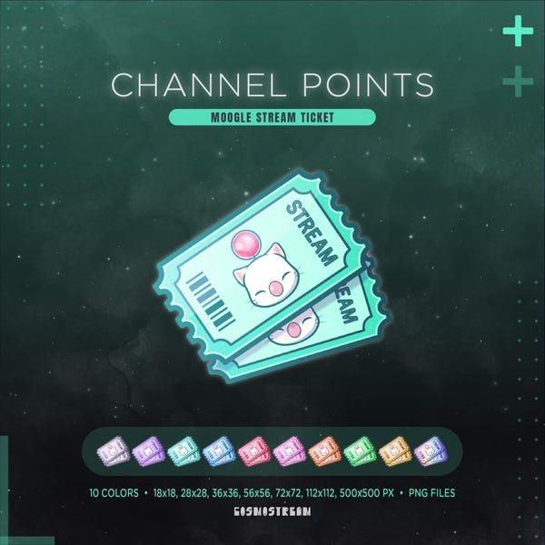 Final Fantasy Moogle Twitch Channel Points Icon | FF XIV Stream Redeem Ticket | Also work as Emotes or Badges