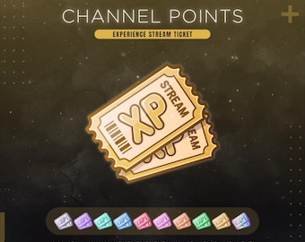 XP Twitch Channel Points | 10 Colors Gamer Stream Ticket Icon | Level Up Rewards