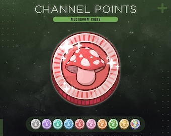 Puntos del canal de Twitch de Mushroom Coin / Icono de canje de transmisión de Cottagecore / También funciona como emoticono o insignia