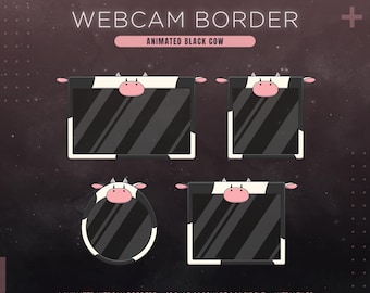 Black Cow Animated Webcam Overlay Frame for Cozy Farming Games Twitch Streams