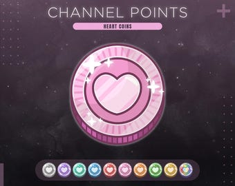 Pink Heart Coin Twitch Channel Points | Cute Stream Redeem Rewards | 10 Colors Emotes & Badges