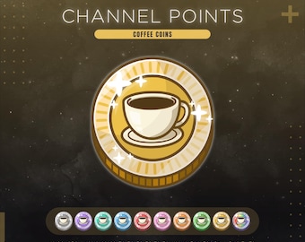 Puntos y monedas del canal de Twitch de Coffee / Iconos de canje para transmisiones de Cozy Cafe / Emoticonos e insignias de Coffeee
