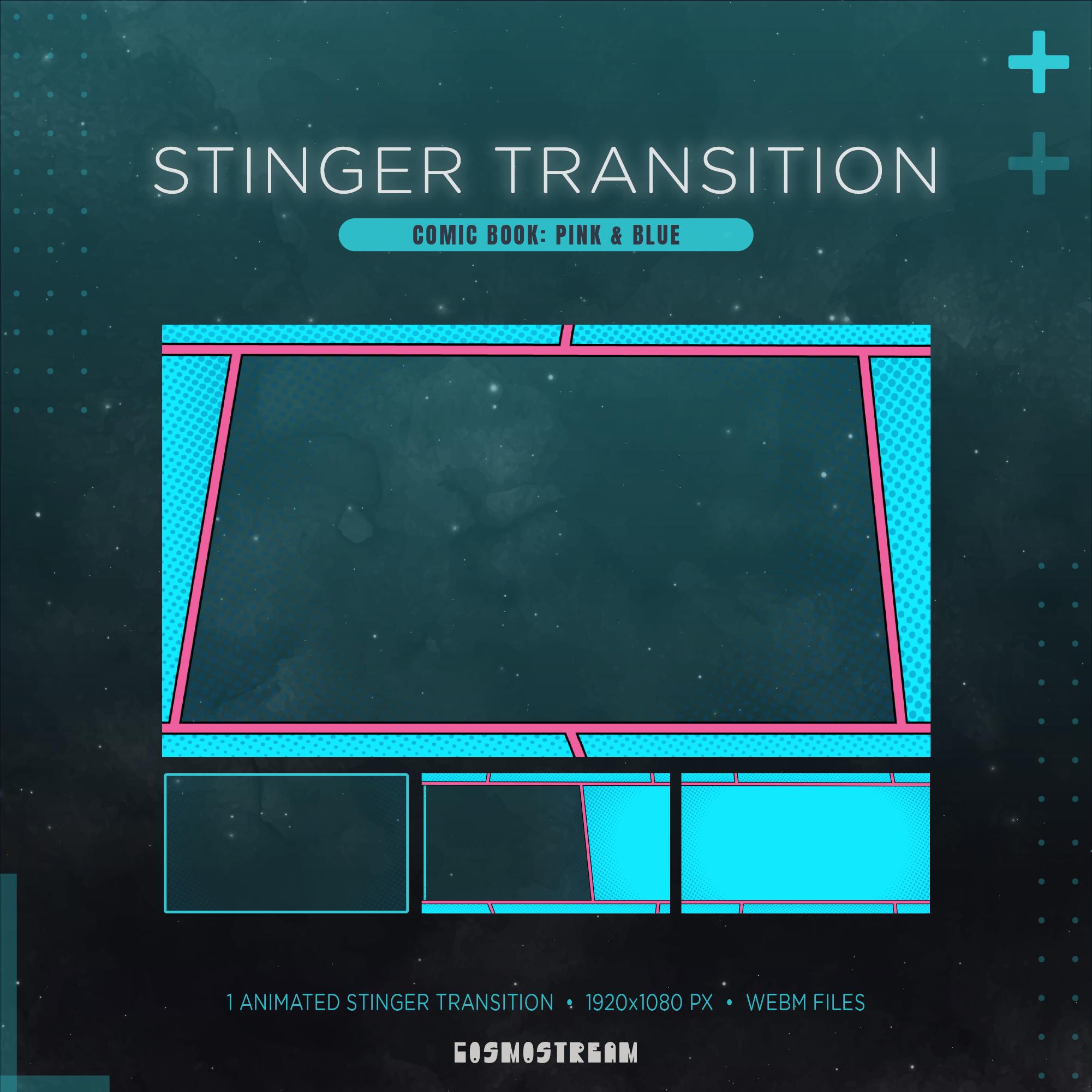 Funimate Overlay Blue & Pink Comic Twitch Overlay Package | Animated Stream Bundle ...