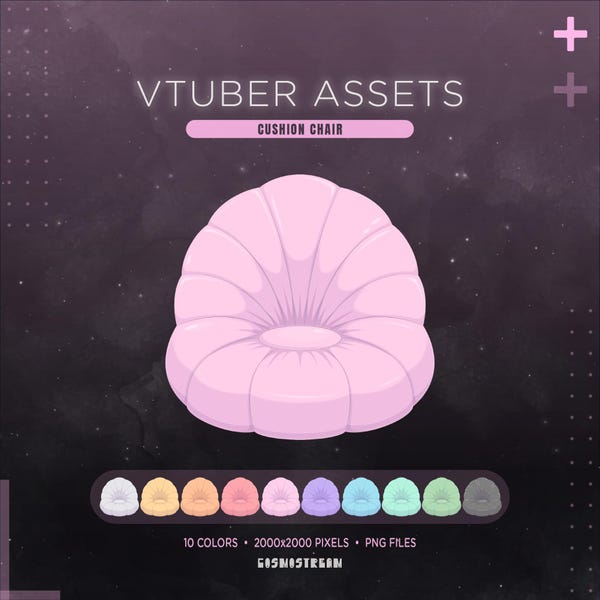 Cushion Chair Vtuber Asset | Pillow Bean Bag Pngtuber Prop | 10 Colors 2D Stream Assets