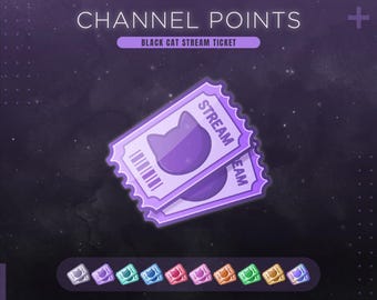 Black Cat Twitch Twitch Channel Points | Stream Ticket Redeems | 10 Colors