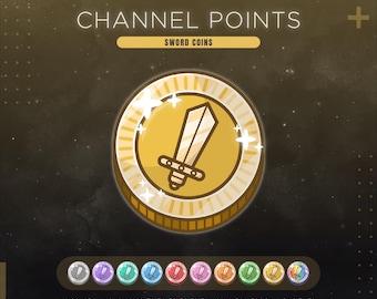 Hero Sword Twitch Channel Points Icon | Medieval Warrior Stream Redeems | 10 Colors Emotes & Badges