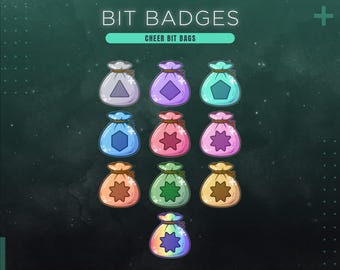 Cheer Bits Bag Twitch Bit Badges / 10 icone colorate per le donazioni per gli streamer