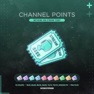 Arrosoir Icône Points de chaîne Twitch | Billets pour Cosy Farming Stream | Fonctionne également comme emotes ou badges