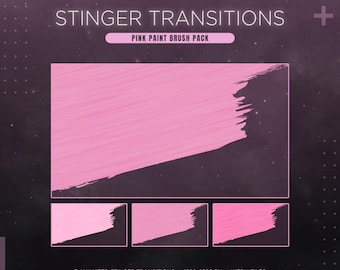 Pink Twitch Stinger Transition Pack | 3 Pastel Paint Brush Animated Transitions | OBS & Streamlabs