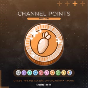 Carrot Coins Twitch Channel Points for Streamer | Veggie Harvest Twitch Reward Icons | Garden Vegetable Points Emote | Bunny Themed Stream