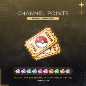 Pokeball Twitch Channel Points Icon | Pokemon Game Stream Ticket | Also work as Emotes or Badges