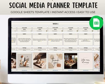 Einfacher Social Media Content Planer Wöchentlich Monatliche Tabelle Vorlage