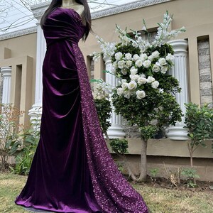 Sequence Long Sparkly Velvet Evening Gown, Formal Evening Dress, Woman  Maxi, Velvet Dress, Gown, Dresses, Clothing, Luxury Velvet, Velvet - Etsy