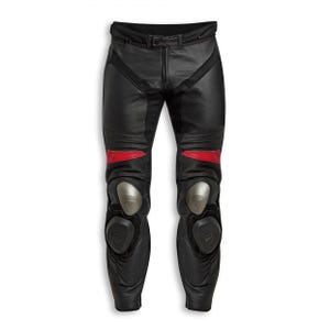 Motorrad-Rennhose aus schwarzem Leder für Herren mit Knieschiebern und Schutzpanzerung