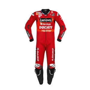 Red Leather Motorcycle Racing Suit: Armored Biker Riding Gear