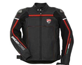 Men's Black & Red Leather Motorcycle Jacket – Sport Biker Racing Style Riding Gear