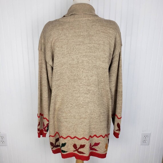 Vintage Basic Editions Leaf Print Turtle Neck Swe… - image 2
