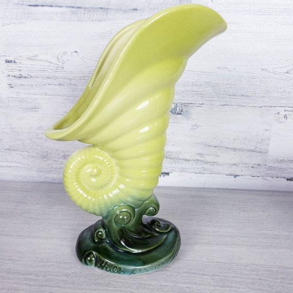 Rare Vintage Chartreuse Yellow Cornucopia Planter Rare Vintage Chartreuse Yellow Cornucopia Planter