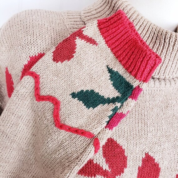 Vintage Basic Editions Leaf Print Turtle Neck Swe… - image 4