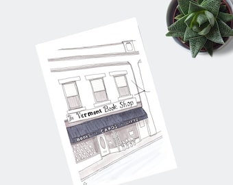 The Vermont Bookshop Cartoon Illustration Print