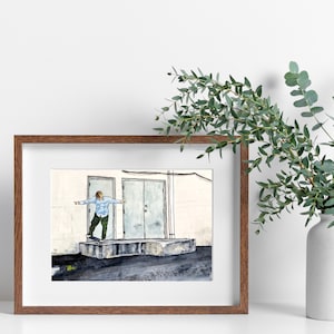 Skater Boy Watercolor Illustration Print
