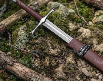 Handmade Medieval Display Sword with Leather Scabbard | Viking-Inspired Decorative Replica