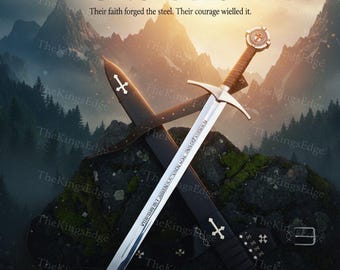 Accolade Sword of the Knights Templar High Carbon Steel, Leather Scabbard Collectible cosplay replica