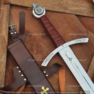 The Faithkeeper Sword of the Knights Templar–Handmade Collectible Sword  With Leather Scabbard  Medieval Sword Best Gift for Him